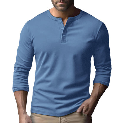 Chemise Henley à manches longues pour hommes en mélange de coton respirant Chic und Stil