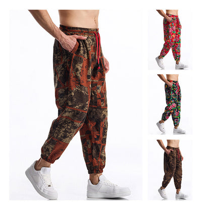 Men's leisure pants with a chic floral design
