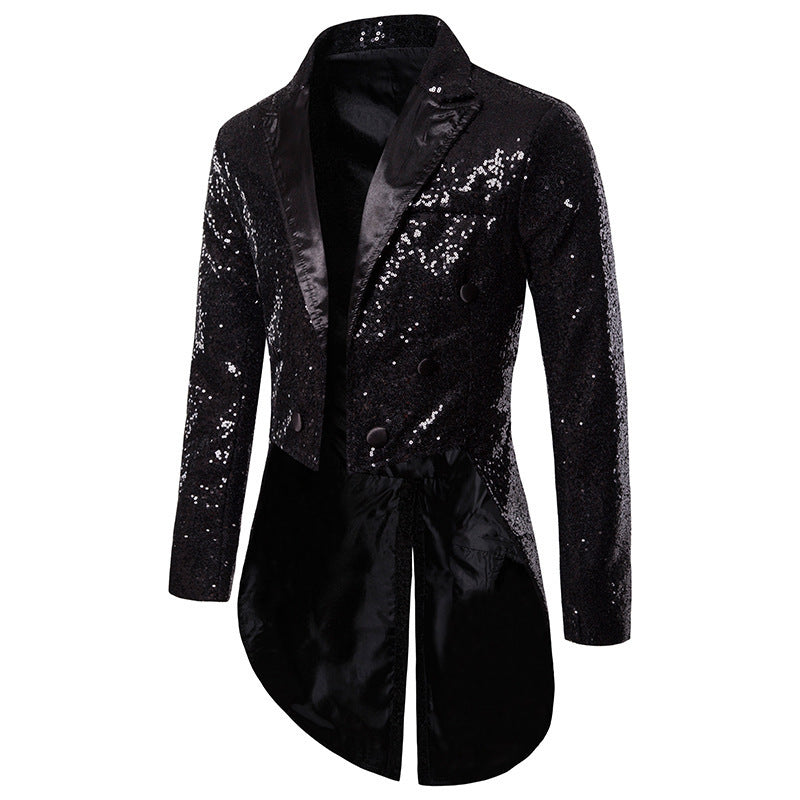 Dames Élégant Manteau en Paillettes avec double rangée de boutons et design moderne Chic und Stil