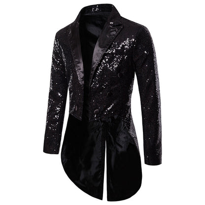 Dames Élégant Manteau en Paillettes avec double rangée de boutons et design moderne Chic und Stil