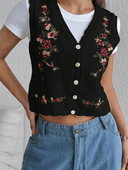 Dames Gilet brodé avec boutons Chic und Stil