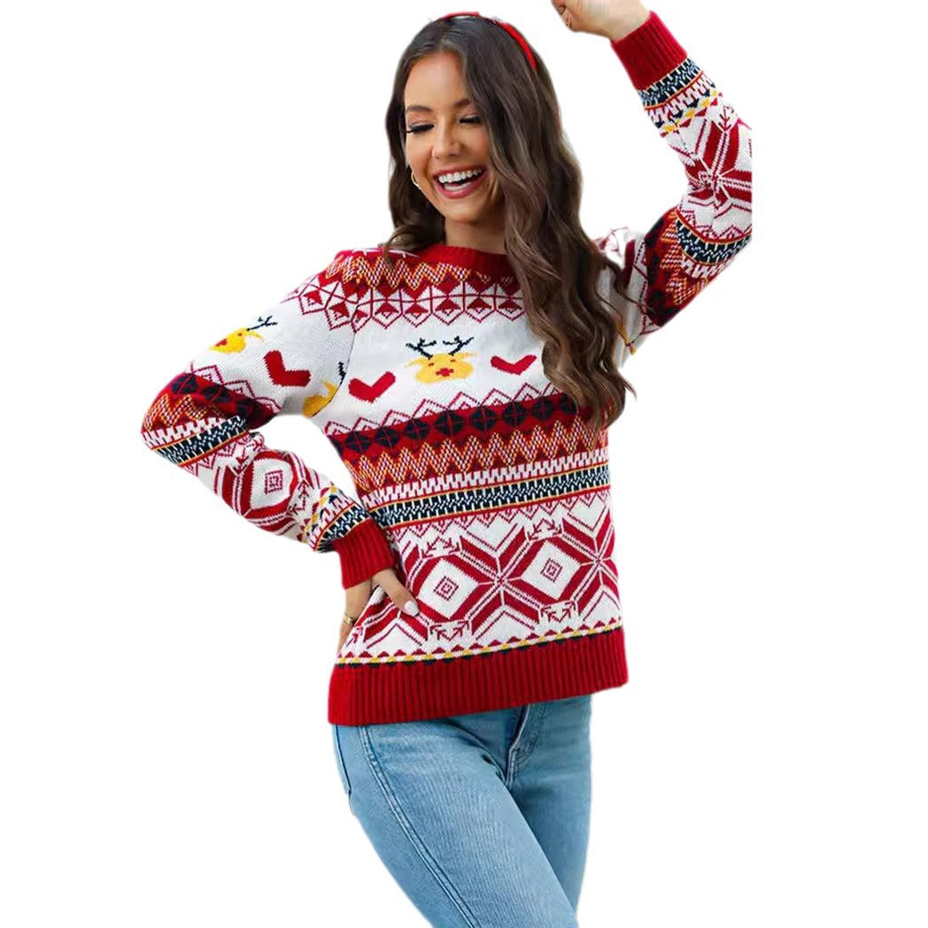 Pull en tricot d'hiver pour femmes avec motif de renne festif Chic und Stil