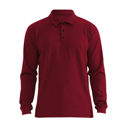 Chemise polo à manches longues pour hommes avec aspect ribbé structuré Chic und Stil