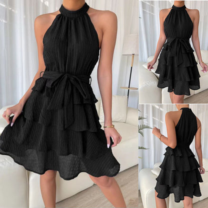 Robe mini à col halter avec volant pour femmes Chic und Stil