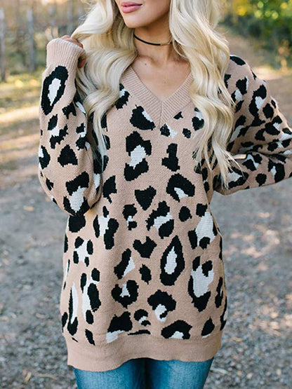 Pull en tricot pour femmes avec un motif léopard moderne Chic und Stil