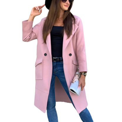 Dames Élégante et polyvalente Longue veste avec poches pratiques et détails bouton Chic und Stil