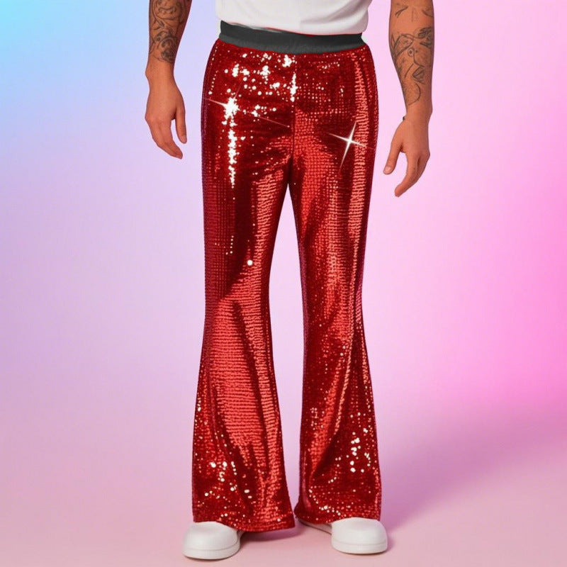 Men's glitter disco pants with wide leg and elastic waist Chic und Stil