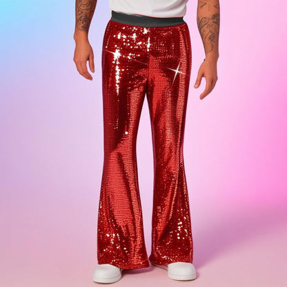 Men's glitter disco pants with wide leg and elastic waist Chic und Stil