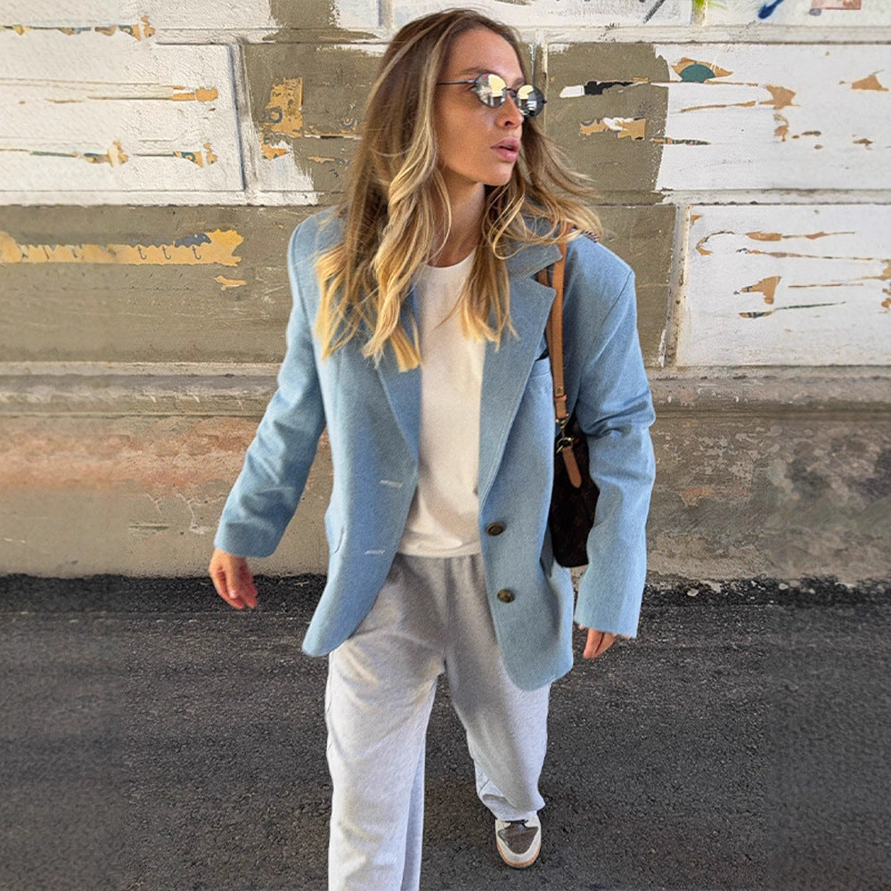 Blazer pour femmes grande taille en denim de haute qualité Chic und Stil