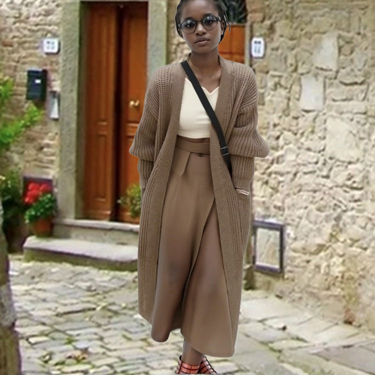 Dames grand tricot long cardigan avec coupe décontractée et poches latérales Chic und Still