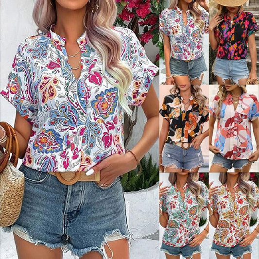 Blouse à manches courtes pour femmes avec impression abstraite Chic und Stil