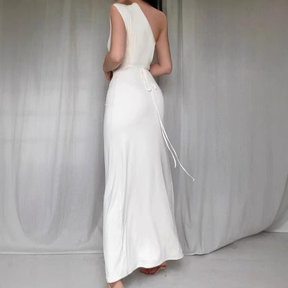 Dames Robe maxi asymétrique élégante avec drapé raffiné Chic und Stil