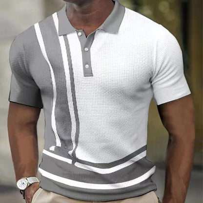 Hommes Polo Performance Texturé à Manches Courtes Chic und Stil