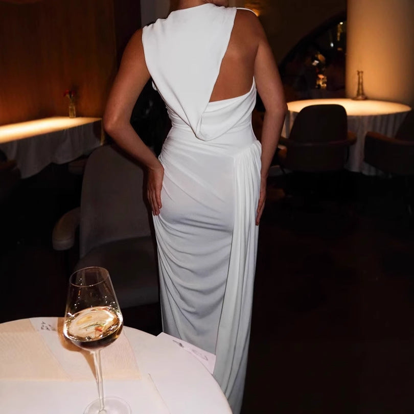 Femme Robe portefeuille élégante avec design fendu haut et coupe asymétrique Chic und Stil