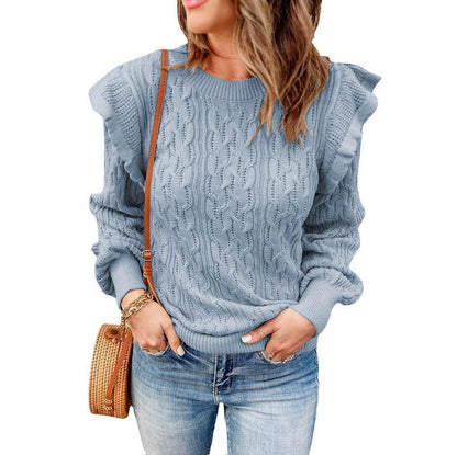 Pull en tricot surdimensionné pour femmes avec volants Chic und Stil