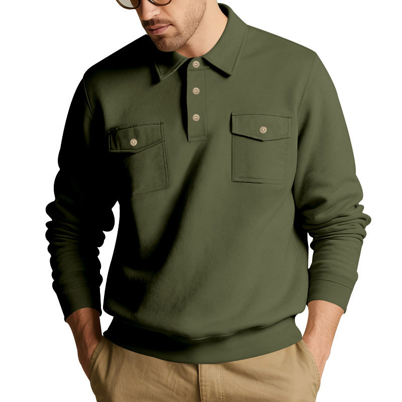 Comfortable fleece pullover for men with practical chest pockets Chic and Style