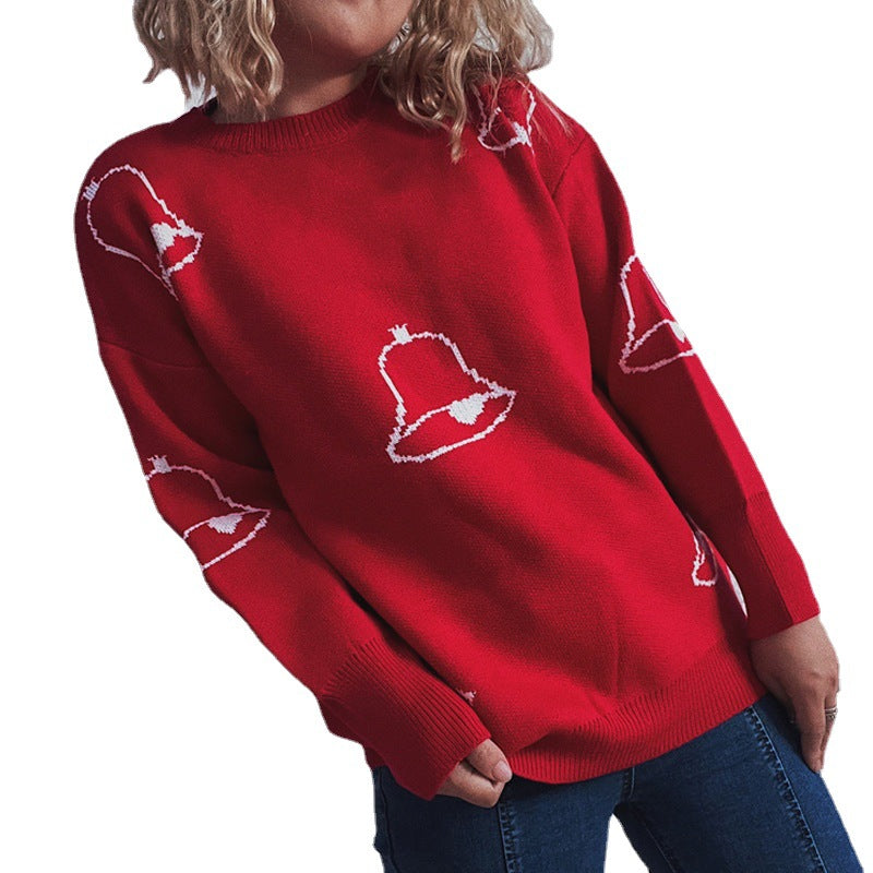 Pull femme festif avec motif de cloche joyeux et coupe décontractée Chic und Stil