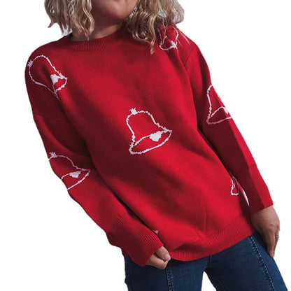 Pull femme festif avec motif de cloche joyeux et coupe décontractée Chic und Stil