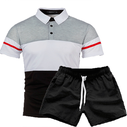 Men's polo set and swim shorts with modern Chic and Style accents