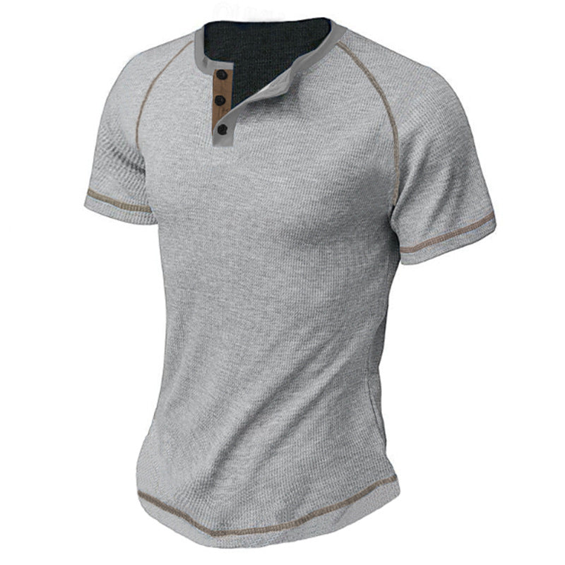 T-shirt à manches mi-longues pour hommes avec patte de boutonnage Chic und Stil