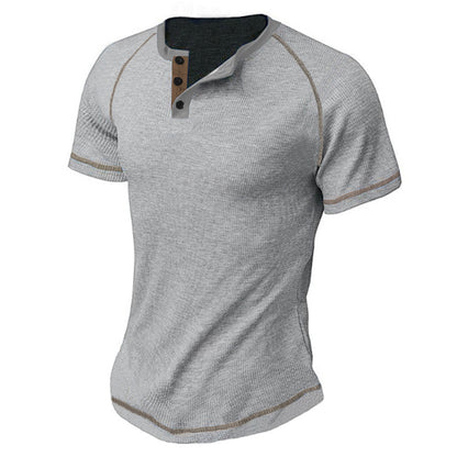 T-shirt à manches mi-longues pour hommes avec patte de boutonnage Chic und Stil
