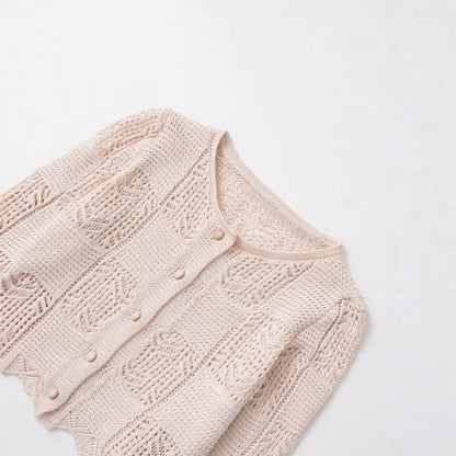 Dame gilet en tricot avec motif au crochet unique Chic und Stil