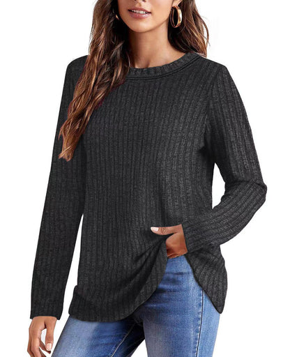 Chemise à manches longues décontractée pour femmes avec structure côtelée Chic und Stil