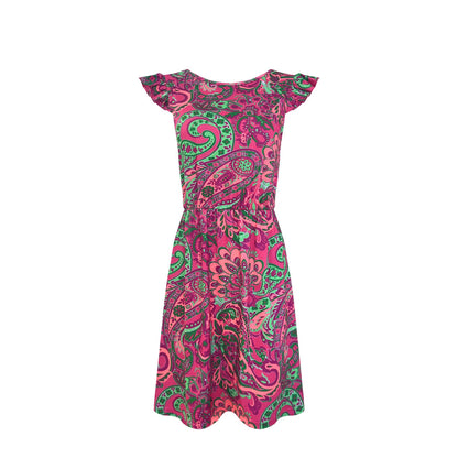 Robe d'été aérée pour femmes avec un motif paisley ludique et des détails en fronces Chic und Stil