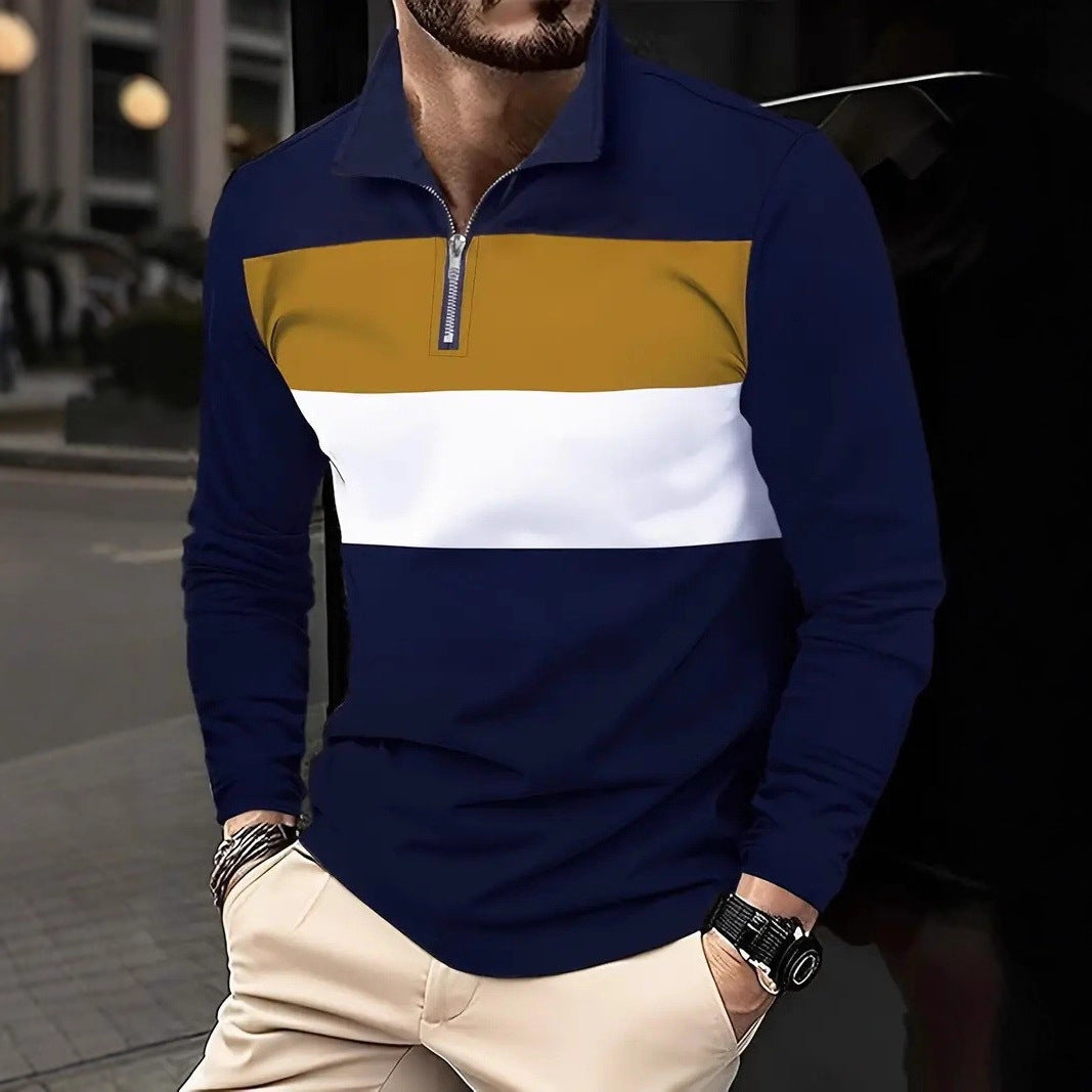 Pull-over zippé pour hommes avec une coupe de couleur tendance et un style confortable Chic und Stil