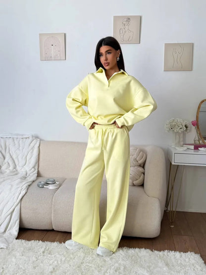 Dames Pull sportif avec pantalons larges Chic und Stil