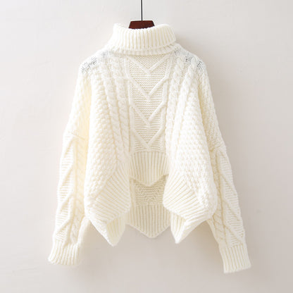 Dame Grand Pull avec Col Haut et Motif Tricot Chic und Stil