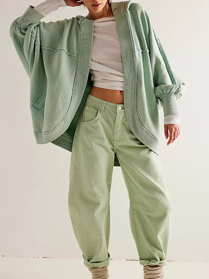 Dames hoodie oversize tendance avec tissage structuré Chic und Stil