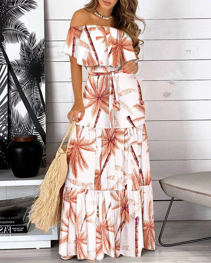 Robe maxi off-shoulder pour femmes avec jupe fluide et asymétrique Chic und Stil