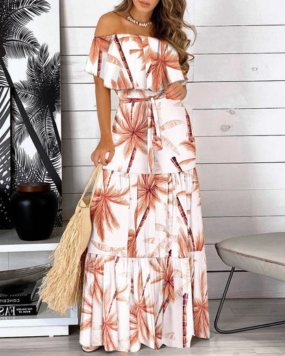 Robe maxi off-shoulder pour femmes avec jupe fluide et asymétrique Chic und Stil
