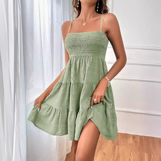 Robe mini sans manches pour femmes avec jupe évasée et haut élastique Chic und Stil