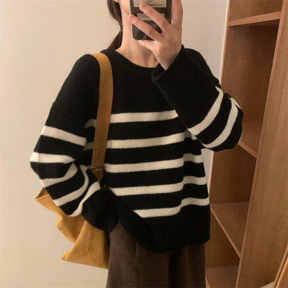 Femmes Pull rayé décontracté en matériau doux Chic und Stil