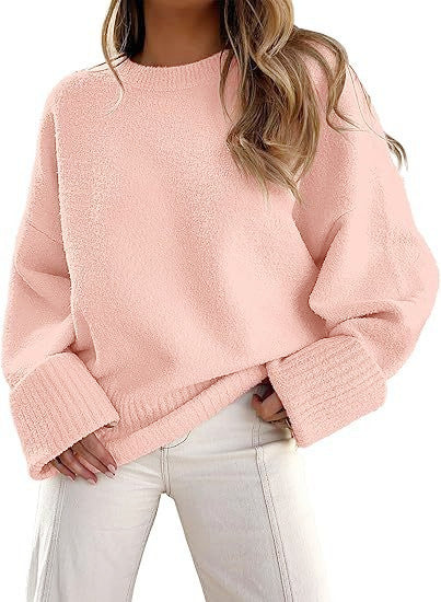 Dames Pull en laine moelleux oversized avec larges bords Chic und Stil