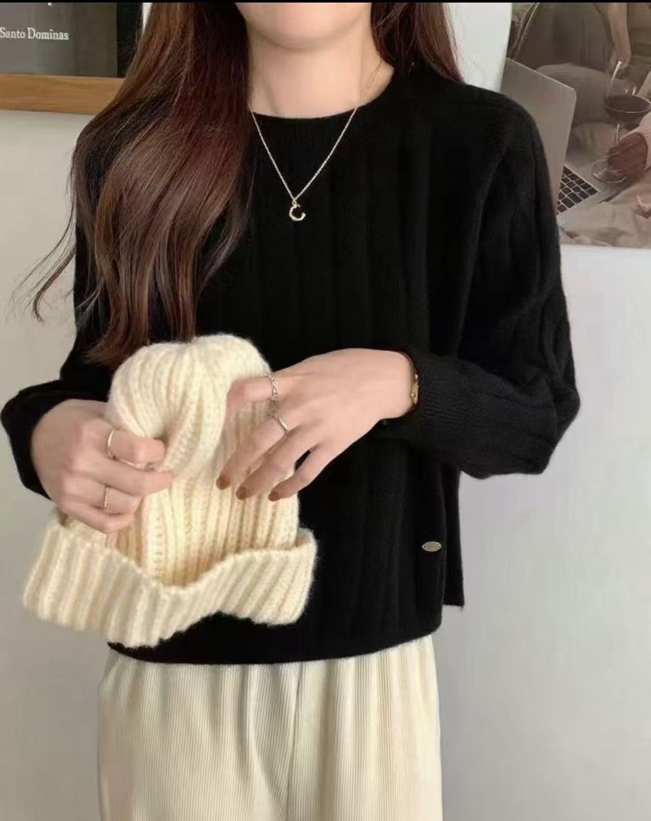 Pull en tricot décontracté pour femmes avec motif gaufré et coupe ample Chic und Stil