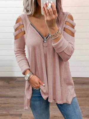 Dames pull en tricot avec des manches à découpes tendance Chic und Stil