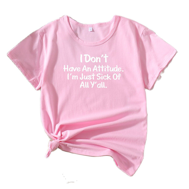 Dames Freizeit Attitude Graphique T-Shirt Chic und Stil