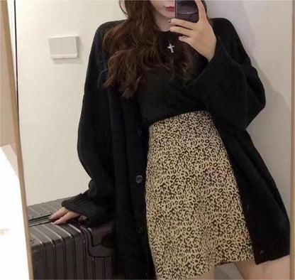 Cardigan en tricot décontracté pour femmes avec des manches volumineuses et une patte de boutonnage Chic und Stil