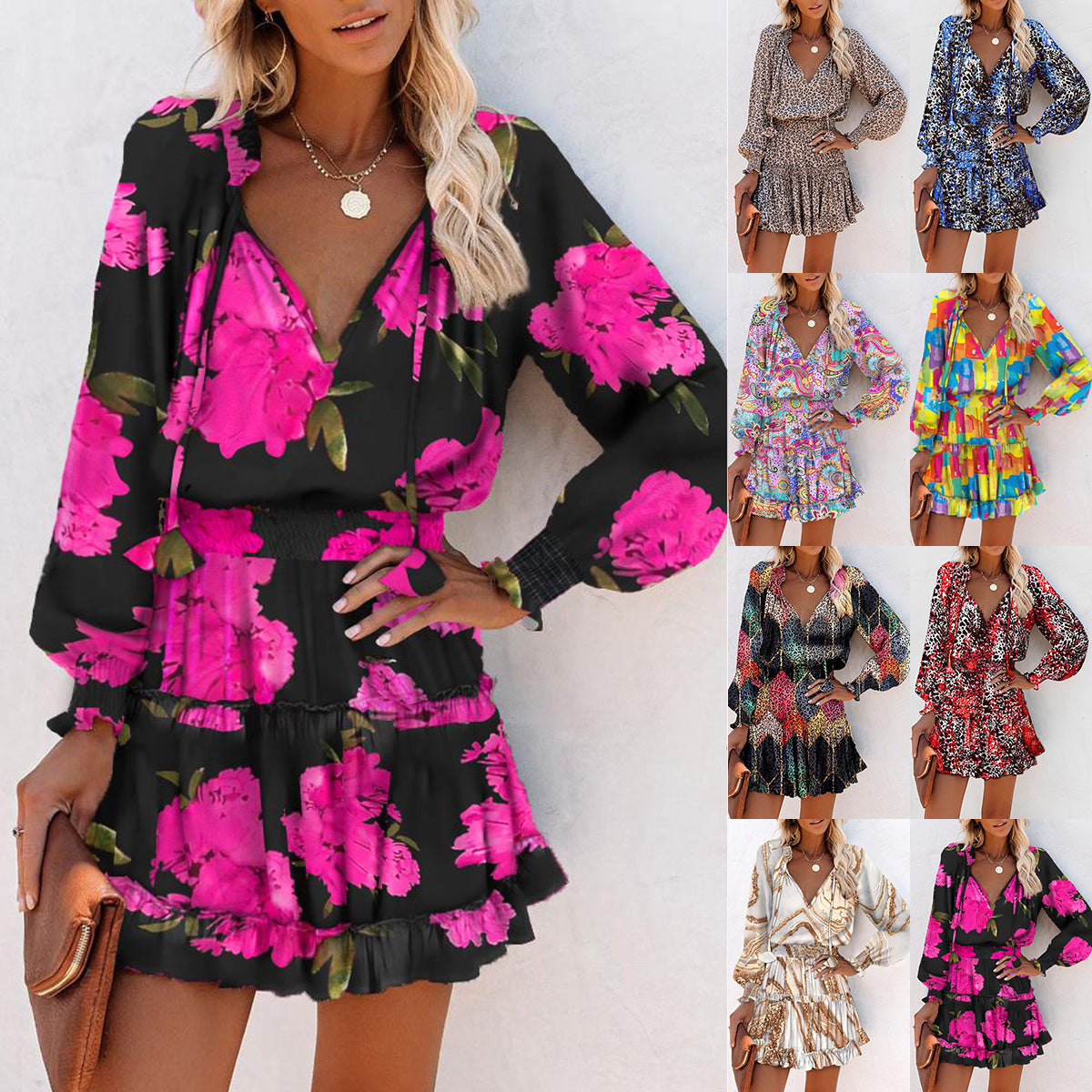 Women's Elegant Chic and Style Ruffled Floral Mini Dress