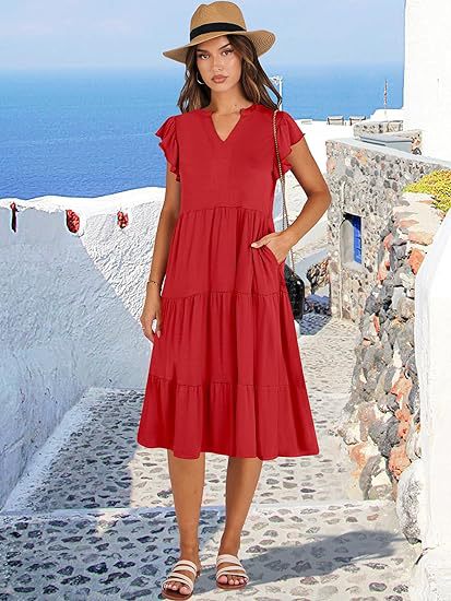 Robe de loisir pour femmes avec des détails en volants et des poches Chic und Stil