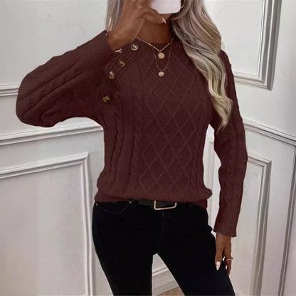 Pull en maille pour femmes avec un motif de losanges texturé et des boutons décoratifs Chic und Stil
