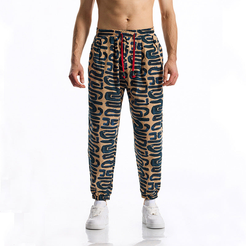 Men's casual pants with colorful pattern and elastic waistband Chic und Stil