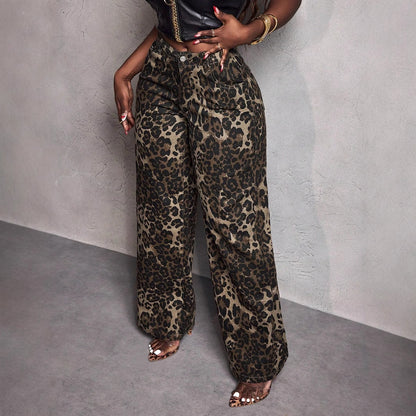 Wide leopard print pants for women in durable material with high waist Chic and Style