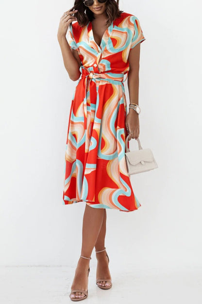Women's A-line Dress with Button Closure Chic and Style