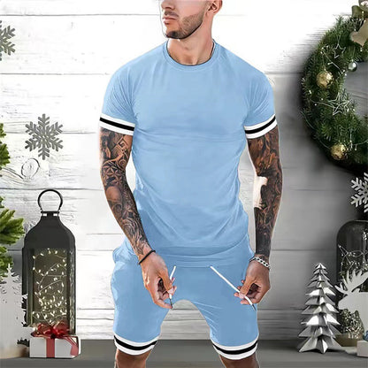Men's Sporty Comfort Fit Round Neck T-shirt and Shorts Chic Set