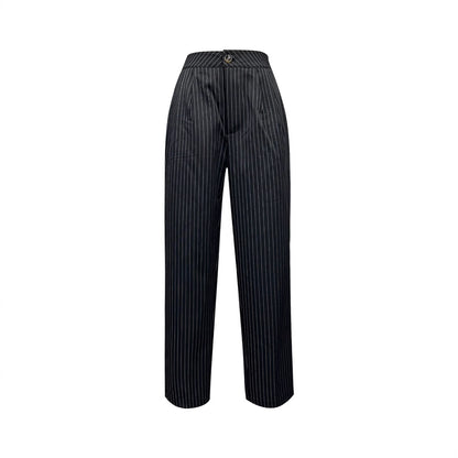 Women Elegant High Waist Pants with a Chic Pinstripe Pattern and Style