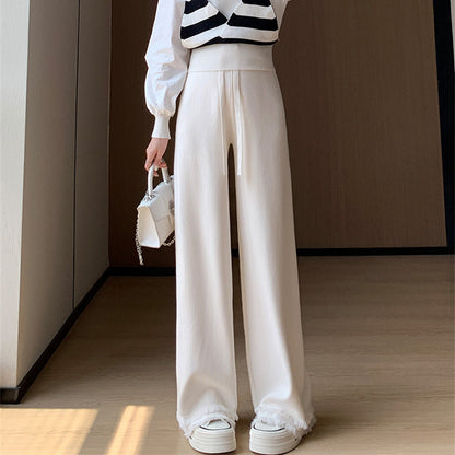 Ladies Elegant and Comfortable High-Waisted Pants with Stylish Fringes Chic and Style